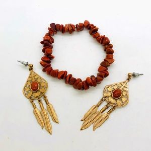 Vintage Sandstone Earrings & Bracelet